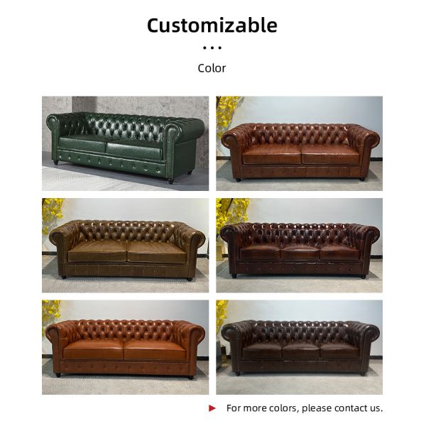 Nidea #866 Luxury American bar Sofa Button Couch Classic Vintage Genuine Leather Sofa Chesterfield Sofa Whiskey &  Bar Furniture