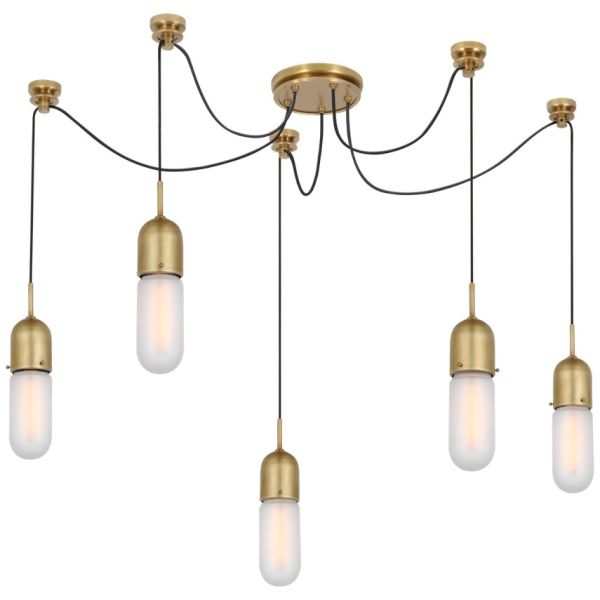 Modern Brass Body Crystal Shade Adjustable Height Pendant Light for Living Room and Hotel