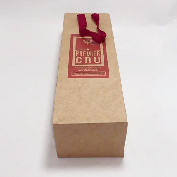 Ribbon Handle Kraft Paper Bag Red Wine Bottle Gift Bags 0.30mm Thickness