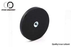 Pull Force 28kg Rubber Coated Neodymium Pot Magnets w/Threaded Center Hole For