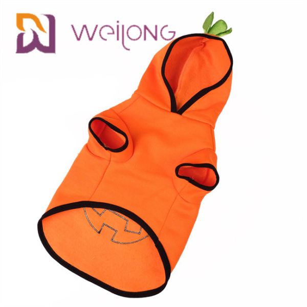 Autumn Embroidery Face Halloween Pumpkin Dog Hoodie Cat Dog Clothes