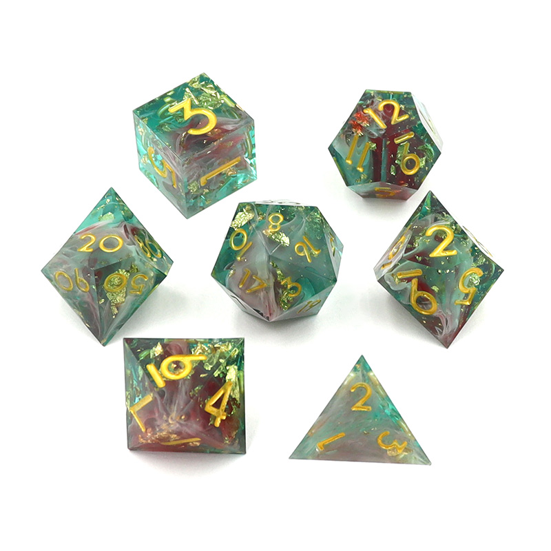 Custom Logo Liquid Core Resin Dice Set 14MM-20MM Polyhedral DND Dice for RPG Games