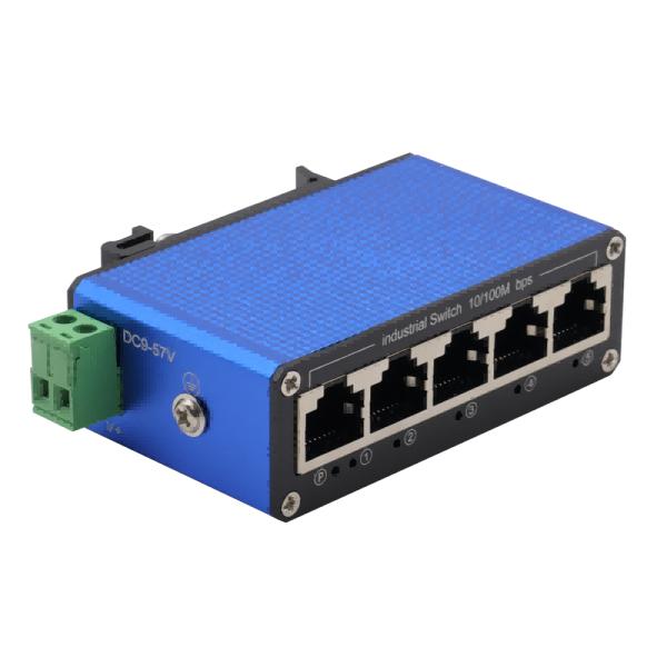Industrial Mini Ethernet Switch 5 Port 10/100Mbps DIN Rail Mount Weatherproof