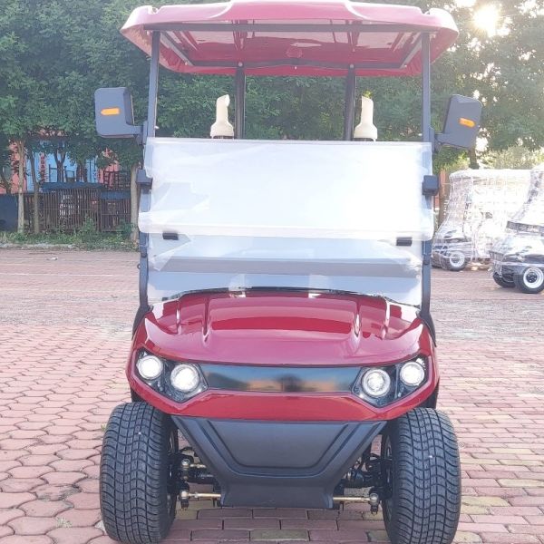 Couleur rouge 2 places chariot de golf 4 roues 10 pouces pneu 70-100km avec batterie au lithium