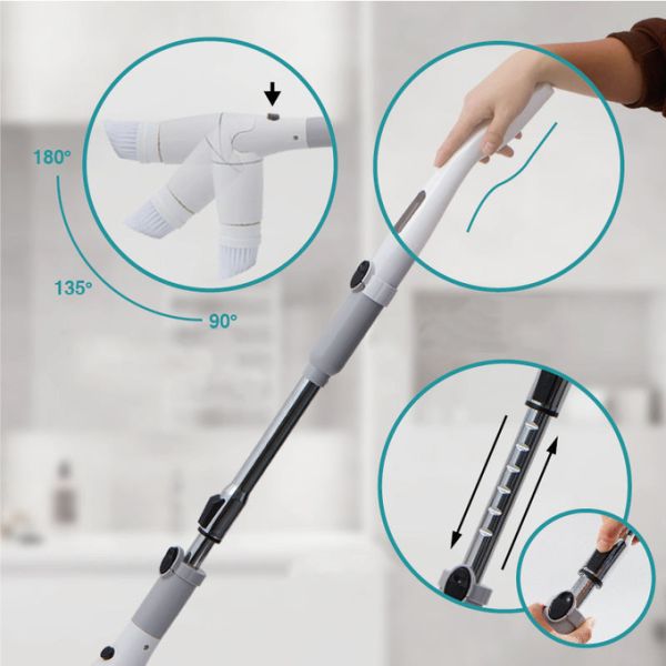 Сдвигаемая электрическая чистка щеткой Spin Cleaner для ванной 2500mAh