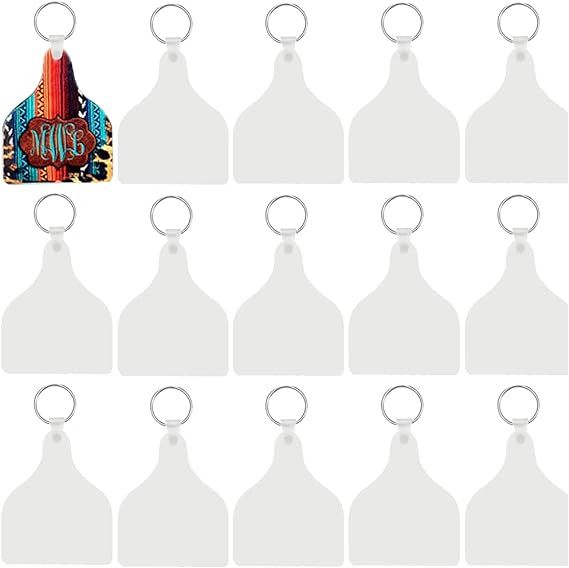 Double Sided Sublimation Blank Cow Ear Tag MDF Keychains