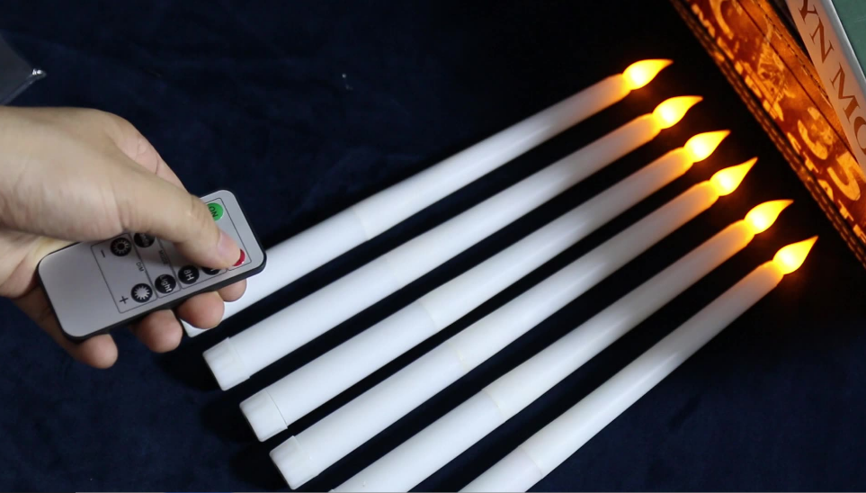 Оптовая дистанционная электрическая длинная светодиодная коническая свеча для украшения свечей для свадеб