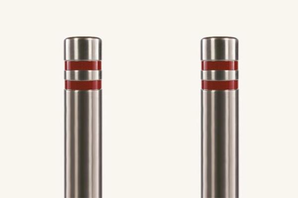 Reflective Tape Stainless Steel Pipe Bollards , Road Safety Bollards For Vehicle Control