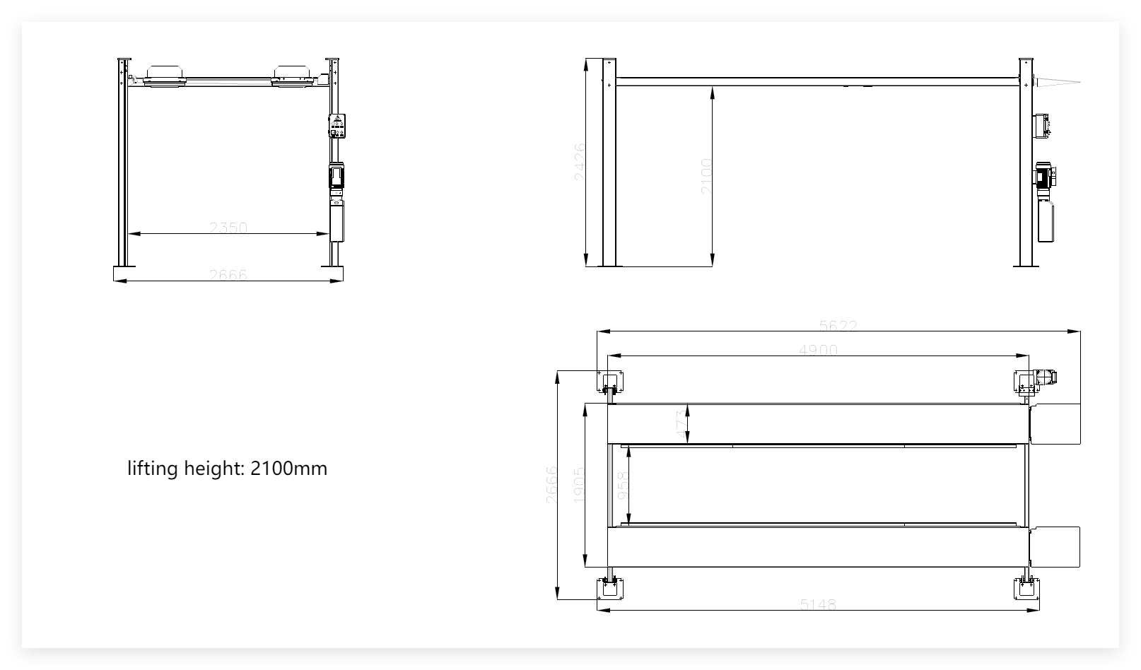 AA4C 4 post 2 voitures ascenseur de stationnement ascenseur de stockage automobile 4 colonnes ascenseur automobile 2.7T 3.6T