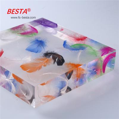 Feather Folha acrílica de 15 mm fundida Painéis decorativos de plexiglás de alto brilho para armários