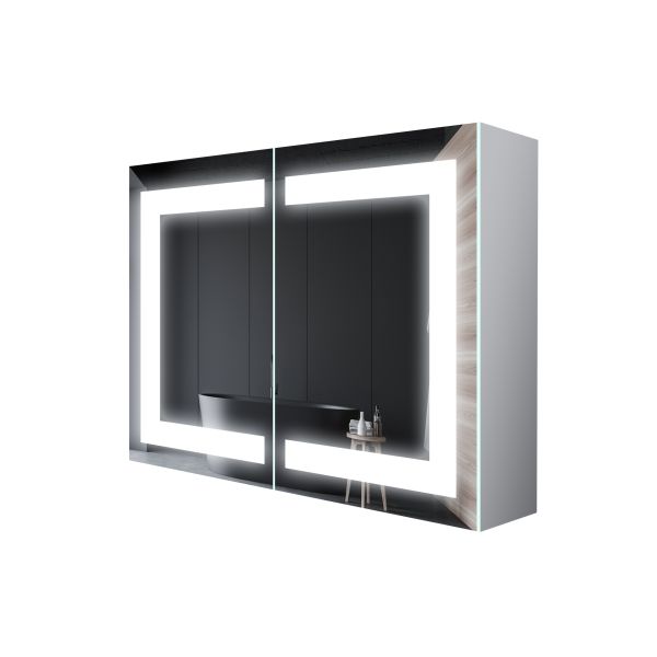 Bathroom Storage Lighted Mirror TV Decoration Double Door Medicine Cabinet