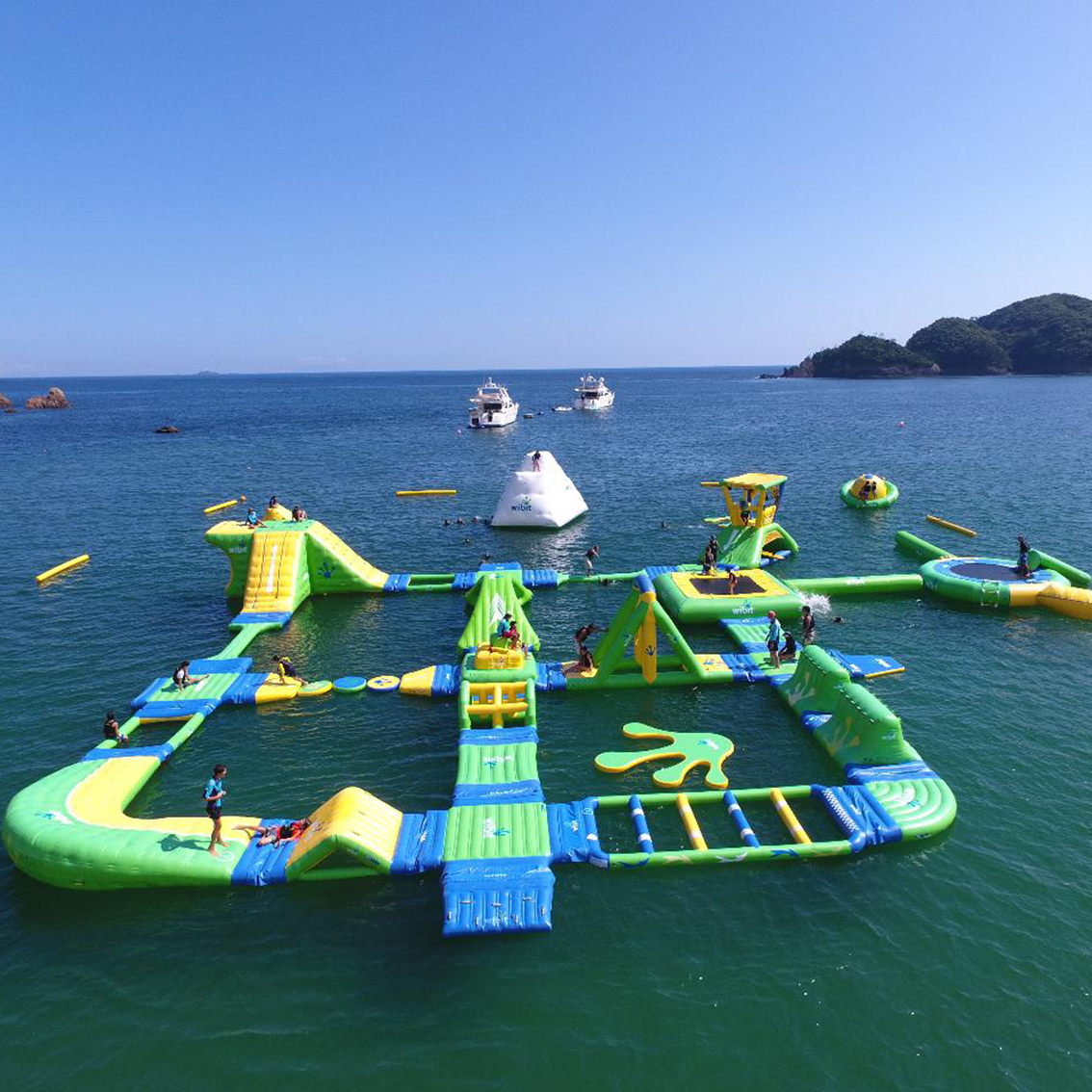 Modular Inflatable Water Park with Custom Floating Obstacle Course Slides