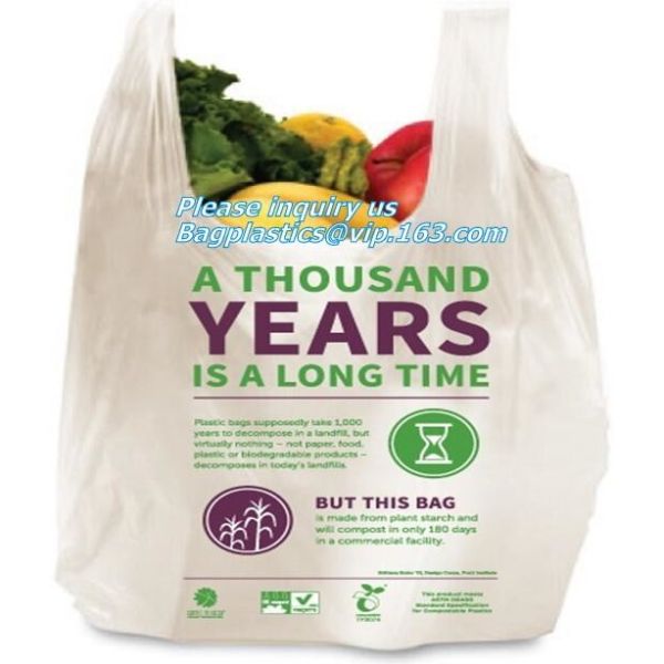 CUSTOMIZED COMPOSTABLE VEST CARRIER BAG, Foldable compostable plastic vest carrier bag, T-shirt Shopping Bags Plastic Ve