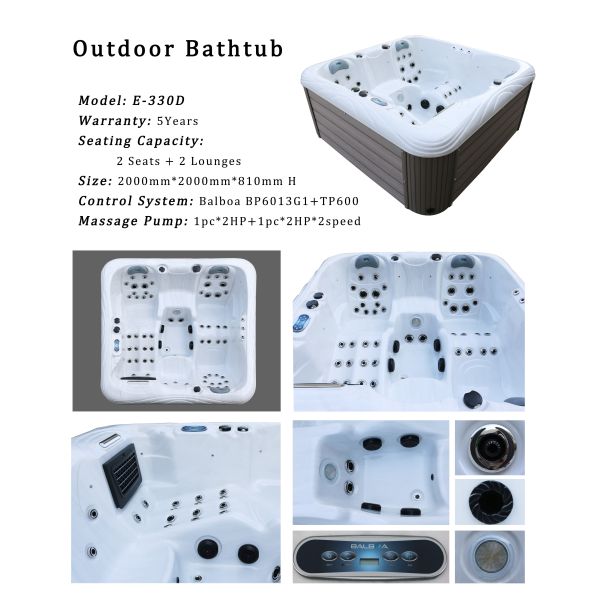 Balboa Control System Freestanding Outdoor Bathtub Spa Hot Tub For 4 Persons
