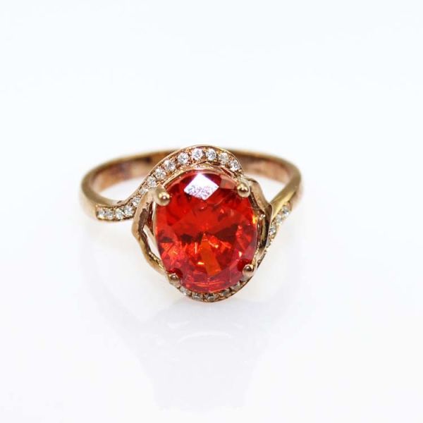 Sterling Silver  8mmx10mm Blue Topaz  Cubic Zircon Women Ring (R262)