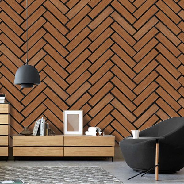 Akupanel Walnut Wood Slat Acoustic Panels with PET-Fiber Soundproofing Board For Home
