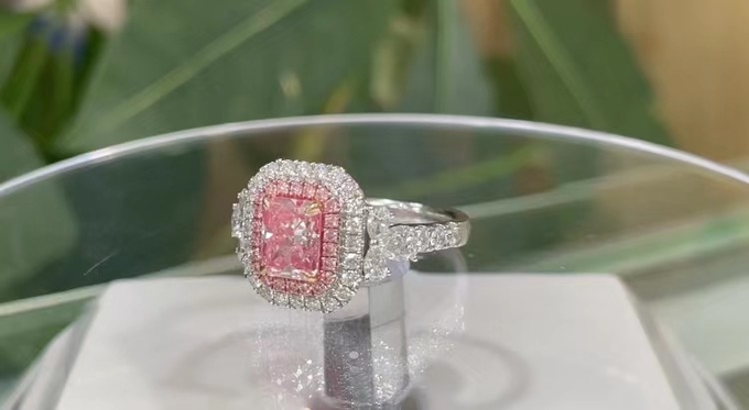 кольцо с бриллиантом 10 Mohs валика ювелирных изделий диаманта лаборатории 1ct розовое