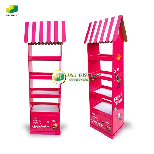 Corrugated Paper Pop Floor Display Stand Foldable for Store Advertising Exhibition