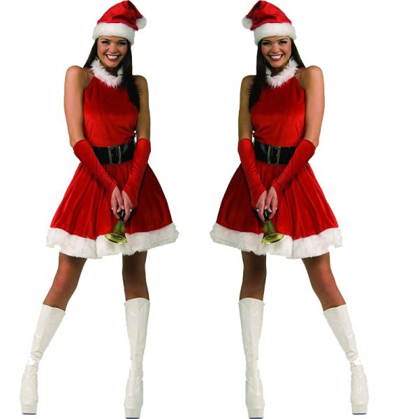 Costume rouge de père Noël pour femmes taille personnalisée Xmas Madame Noël Costume de scène Danseuse vêtements