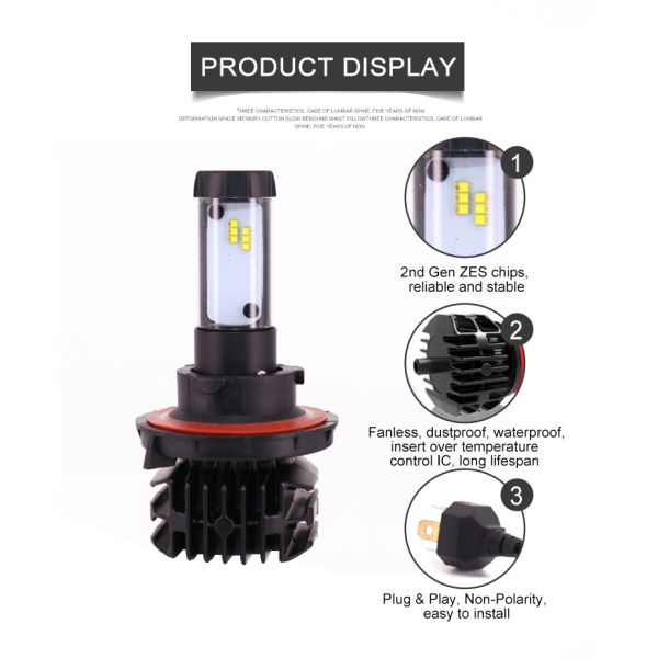 10000K 12V 4500LM Car LED Headlight Bulb ZES Fanless