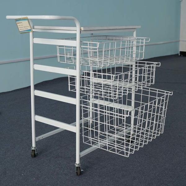 Multi Useness Custom Display Racks Logistics Tool Trolley With Wire Basket Drawer