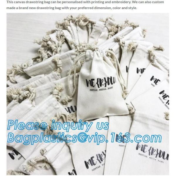 Promotional Cotton Canvas Drawstring Small Recycle Packaging Bag / Pouches,Logo Natural Cloth Small 100% Cotton Drawstri