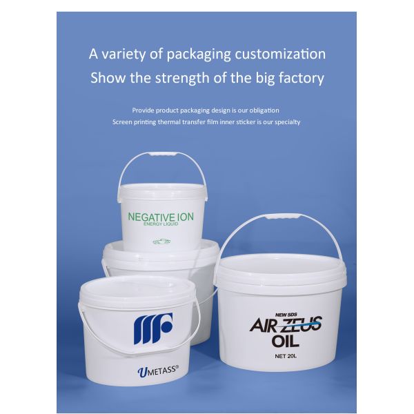 White Oval Paint Bucket With Handle And Lid For Print