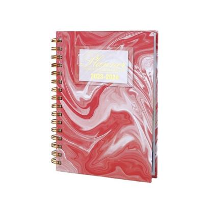 Impression sur marbre sur mesure en spirale 2024 Produits laitiers Planificateur de journaux quotidiens hebdomadaires mensuels