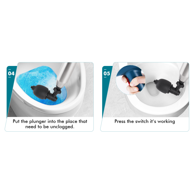 Manual Multi Function Stainless Steel Toilet Plunger for Sustainable Drain Cleaning