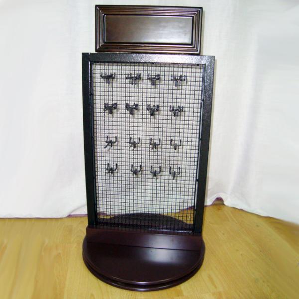Counter Top Metal Branded Display Stand With Turntable MDF Base