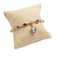 Oreiller de toile de montre d'affichage de bijoux de bracelet de jute avec le logo imprimé