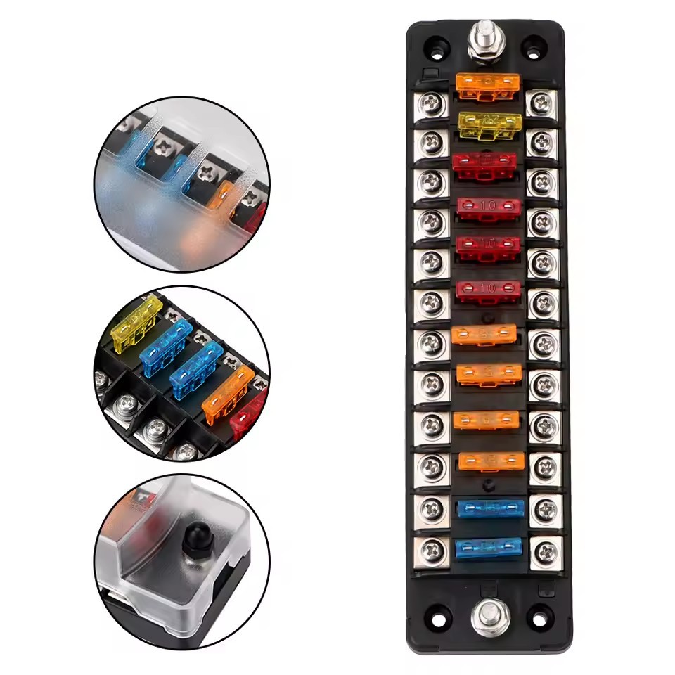 Long Type ATO ATC 12 Way Fuse Holder Block Box for Resettable Blade Fuse