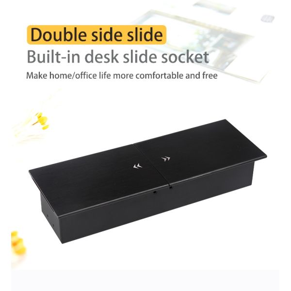 Brushed Surface Lift Up Sockets Hidden Table Kitchen Worktop Power Strip Outlet