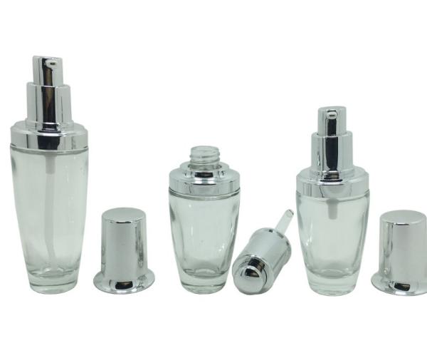 Luxury Empty Cosmetic Containers , Glass Lotion Pump Bottles Full Set
