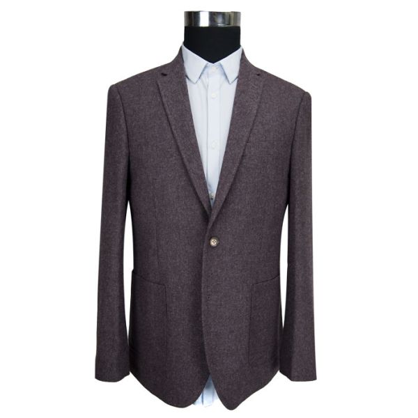 Wool Dark Grey Slim Fit Blazer Woven Fabric Anti Shrink / Anti Wrinkle