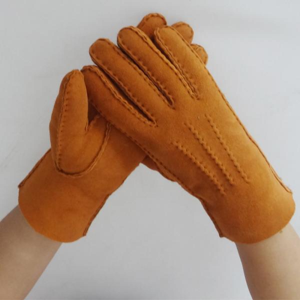 Wholesale High Quality Classic Women Sheep Skin Leather Lamb Fur Winter Warm Gloves