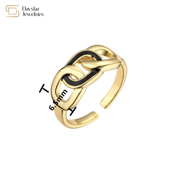 Women Men Jewelry Gold Plated Colorful Enamel Rings , Adjustable Cuban Link Rings