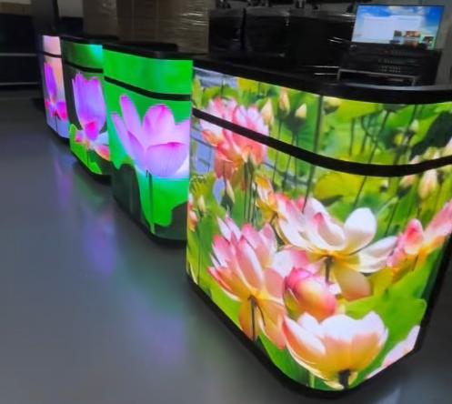 Cabinet table display  Elliptical edge Curved led display table