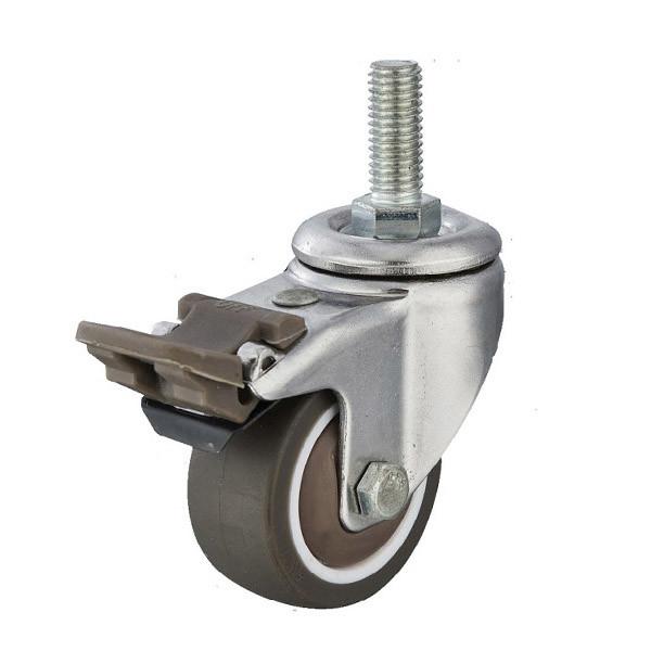TPR Wheel Light Duty Casters With Brake Swivel Caster Threaded Stem 2 Inch