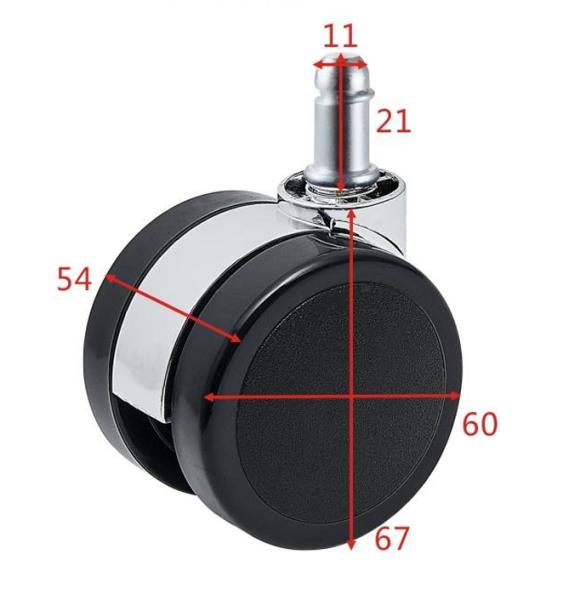 Threaded Stem Caster Wheel 60mm 2.5 Inches Swivel PU Rubber Caster Chair Wheels Furniture Office Light Device