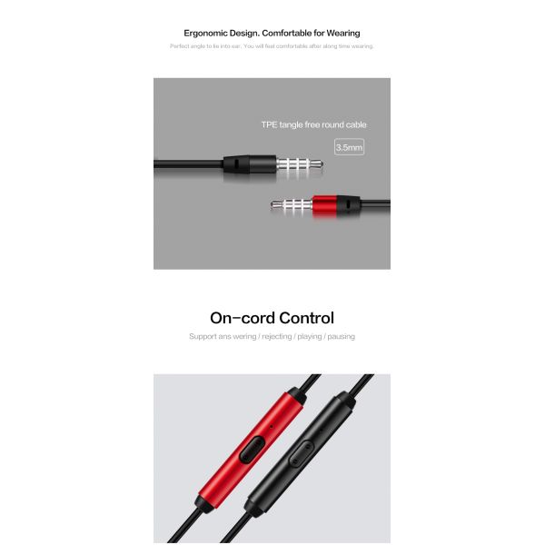 TPE Cable IPX2 Metal Wired Earphones