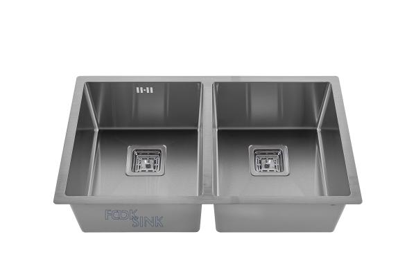 Modern Undermount 304SS Double Bowl Basin Sinks 19mm R Corner