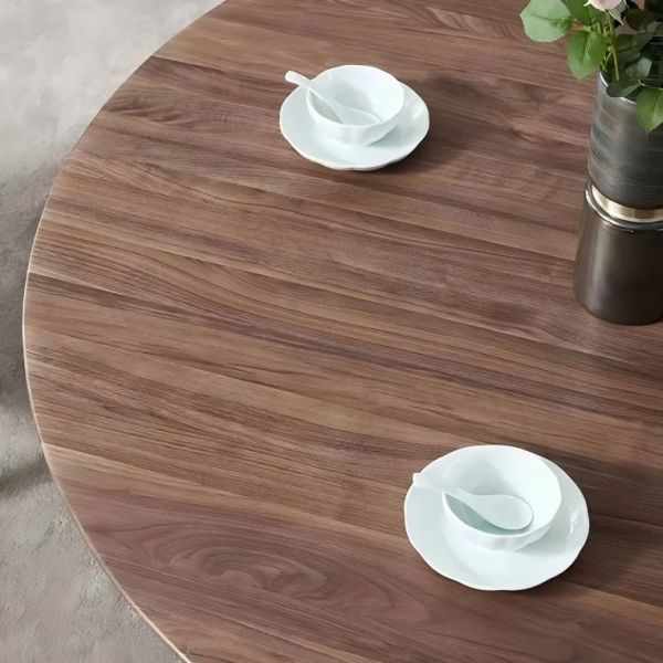 5 Star Hotel Restaurant High Quality Solid Wood Round Dinning Table 6-Seat