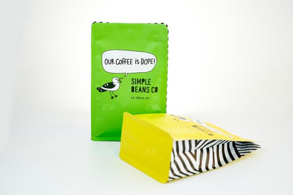 Kraft Paper Flat Bottom Pouch Customized Design For Daily Food Coffee Beans Packaging