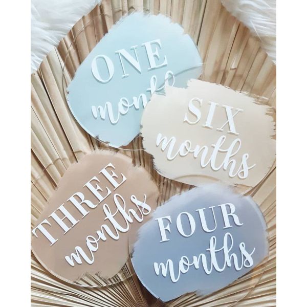 3D Recording Wooden Milestone Disc Baby Birth Wooden Monthly Milestone Cards