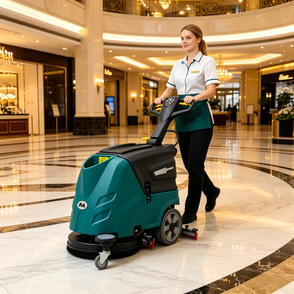 Walk Behind Floor Scrubber Smart Adjustable Handle for Custom Grip & Improved Operator Comfort at Work