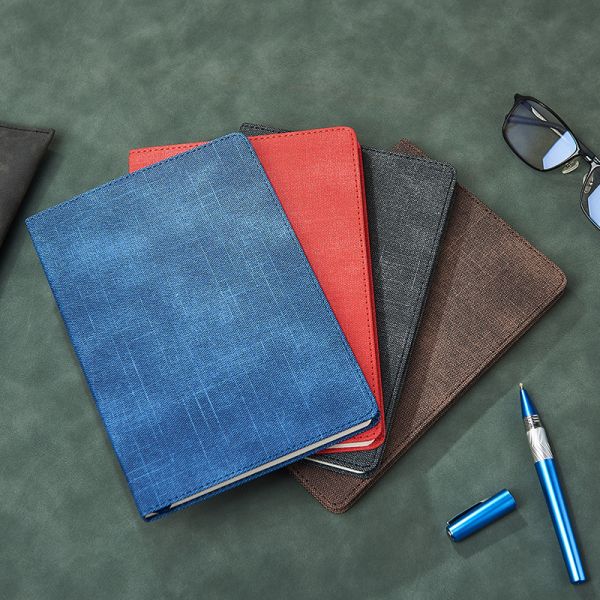 Logotipo personalizado A5 Couro Empresarial Papeleria de Escritório Costura De Enlace Bloco de Notas Conjunto de Caixa Regalo