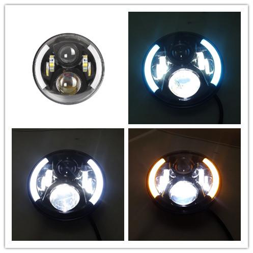 7 Inch 70W Round 3700 LM Jeep Wrangler Headlights With Half Halo Ring Angel Eye