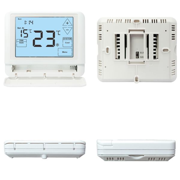 White Air Conditioner LCD Touch Screen Thermostat For Bedroom / Kitchen