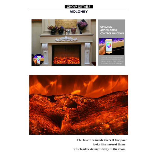 Home Decoration 800mm Huge Fire Surface No Heat Electric Fireplace LED Fire